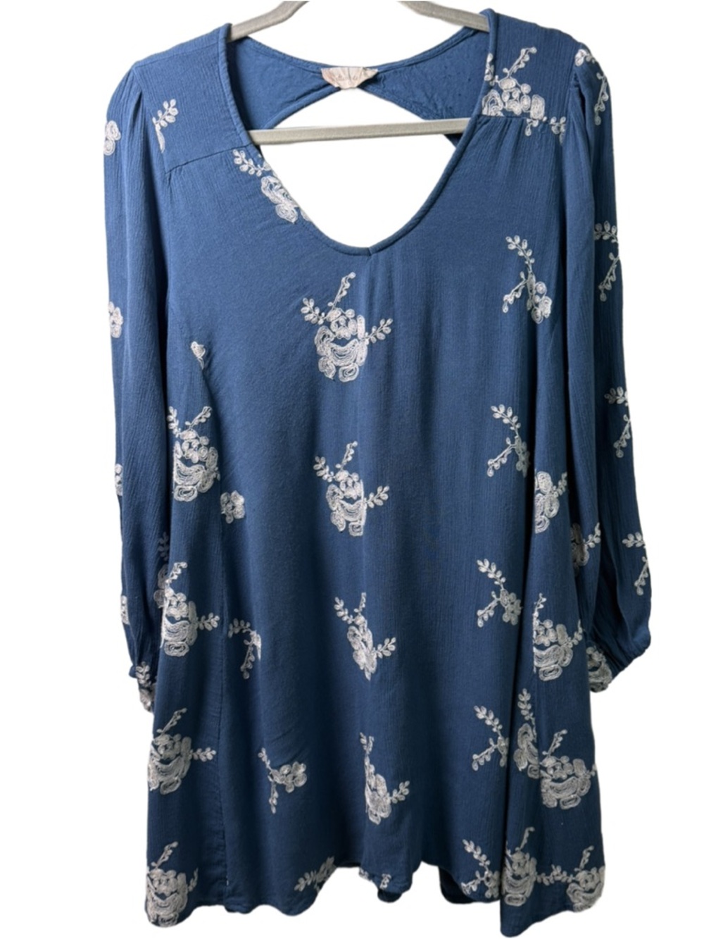 Altar'd State Blue Floral Embroidered V-Neck dress